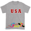Cheap USA Font Simple Graphic Tees On Sale