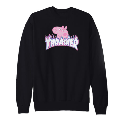China Thrasher X Peppa Pig Flames Parody Sweatshirt