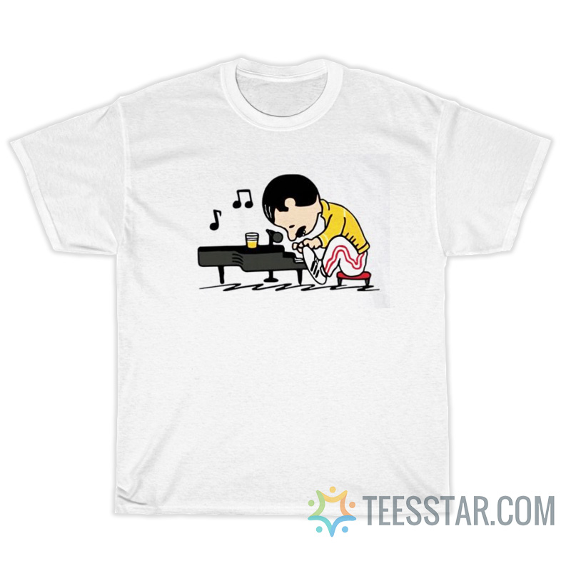 Freddie Mercury Charlie Brown Plays Piano T-Shirt