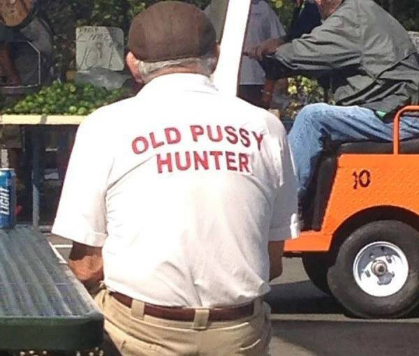 Funny Old Pussy Hunter T-Shirt