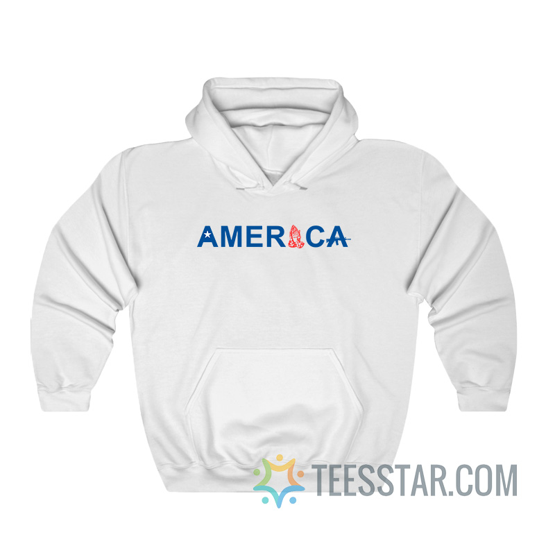 America Star Hands Pray Gun Hoodie