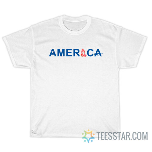 America Star Hands Pray Gun T-Shirt
