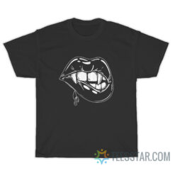 Black Vampire Lips Goth Pretty Attitude Womens T-Shirt