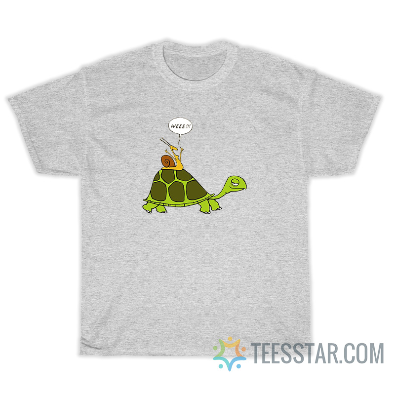 Snail Riding Turtle Weee T-Shirt For Unisex