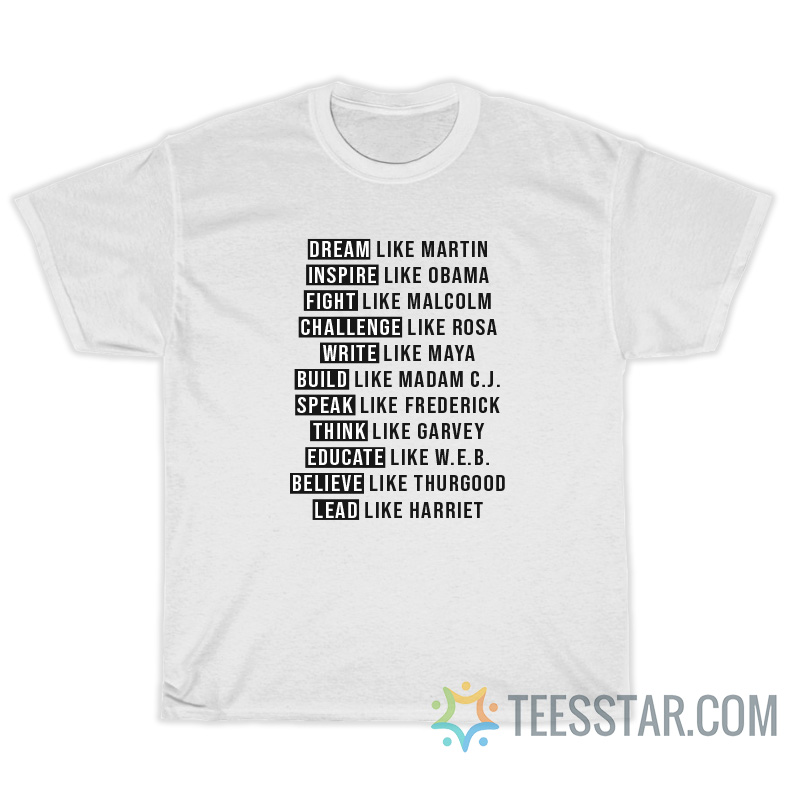 Dream Like Martin Inspire Like Obama Fight Like Malcolm T-Shirt