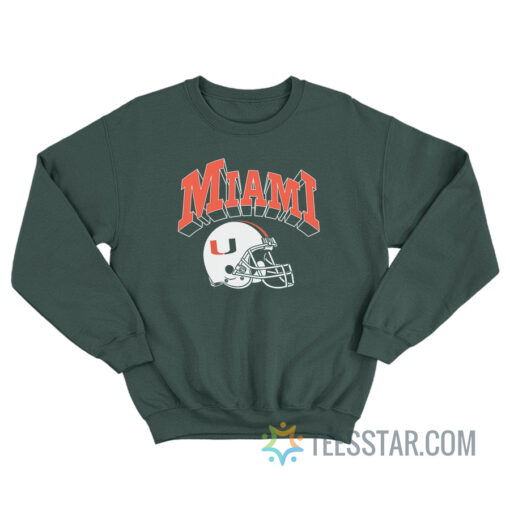 80s Vintage University Of Miami Hurricanes Football Helmet Sweatshirt