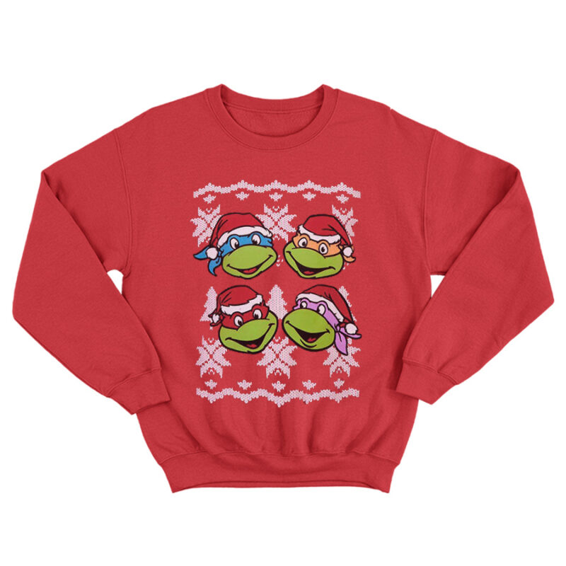 Ninja Turtle Faces Faux Christmas Sweater