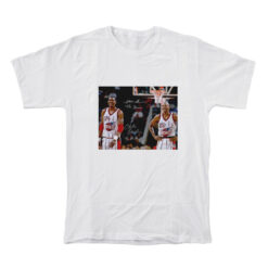 Clyde Drexler And Hakeem Olajuwon Houston Rockets Fanatics Sign T-Shirt