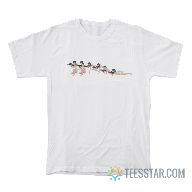 Action Gun Pose Japanese Girl Underwear T-Shirt