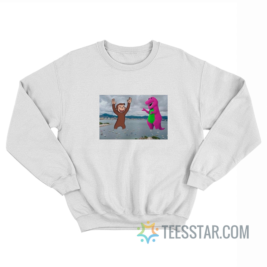 Curious George Vs Barney Godzilla Vs Kong Sweatshirt