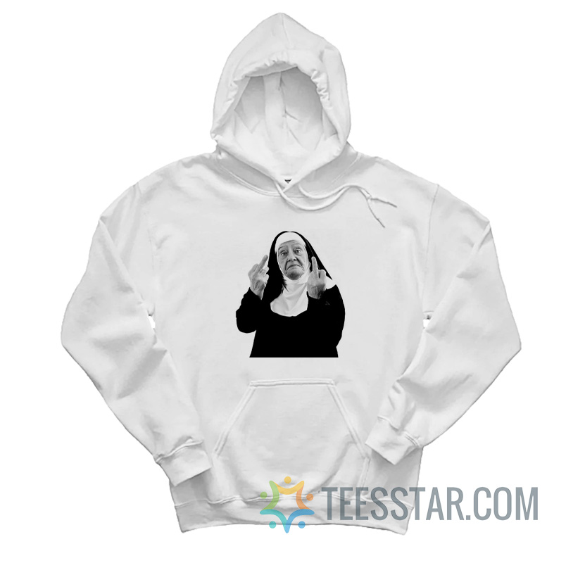 Nun Giving Two Middle Finger Hoodie