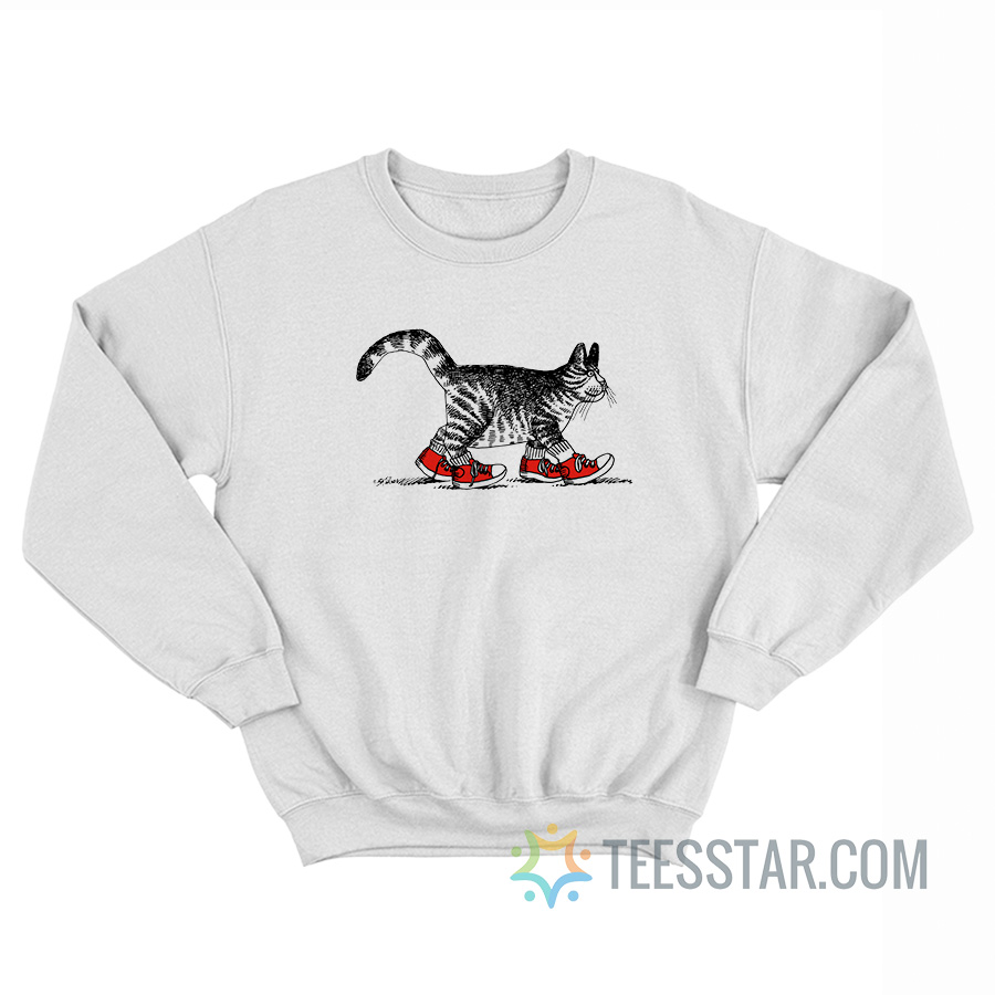 Vintage B Kliban Cat Wearing Red Shoes Sweatshirt