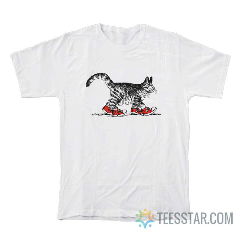 Vintage B Kliban Cat Wearing Red Shoes T-Shirt