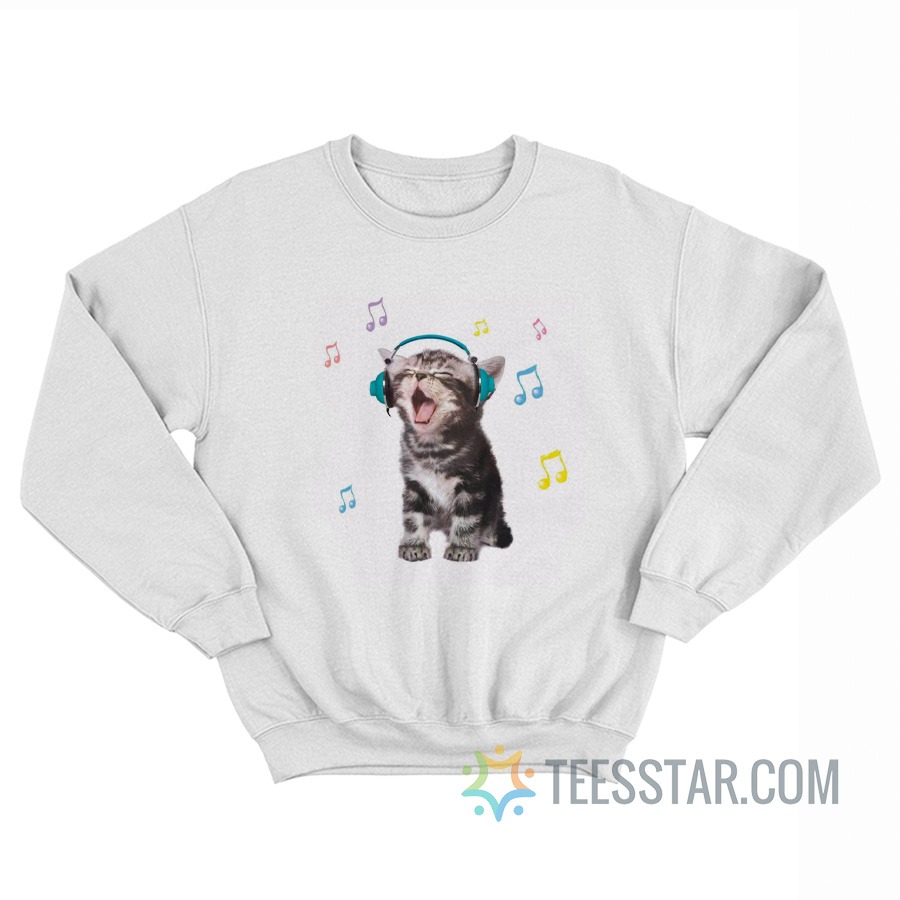 Cat Listening To Music With Headphones Sweatshirt