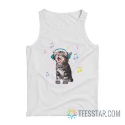 Cat Listening To Music With Headphones Tank Top