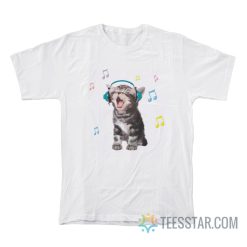 Cat Listening To Music With Headphones T-Shirt