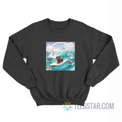 Dog Surfing With Unicorn Sweatshirt