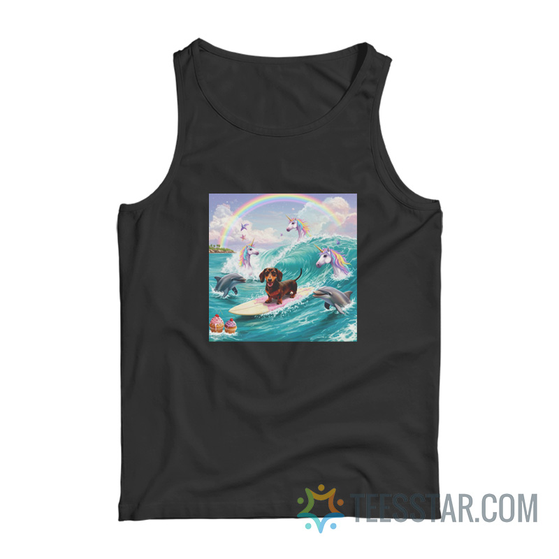 Dog Surfing With Unicorn Tank Top