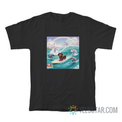 Dog Surfing With Unicorn T-Shirt