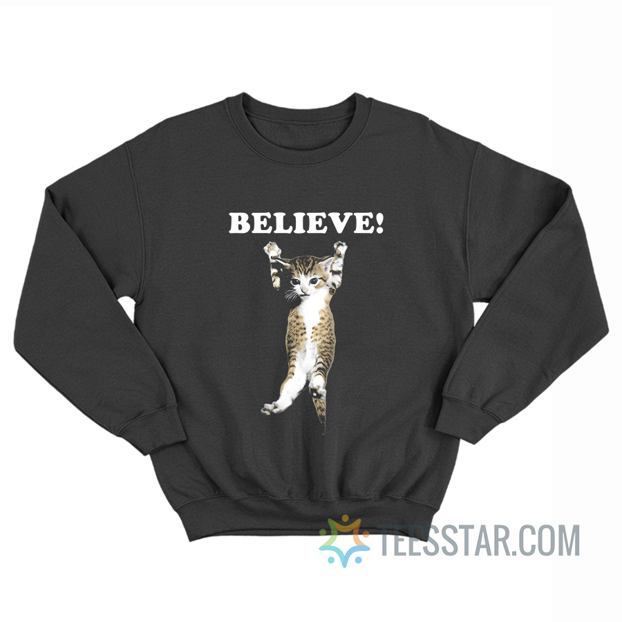 Believe Cat Poster Sweatshirt