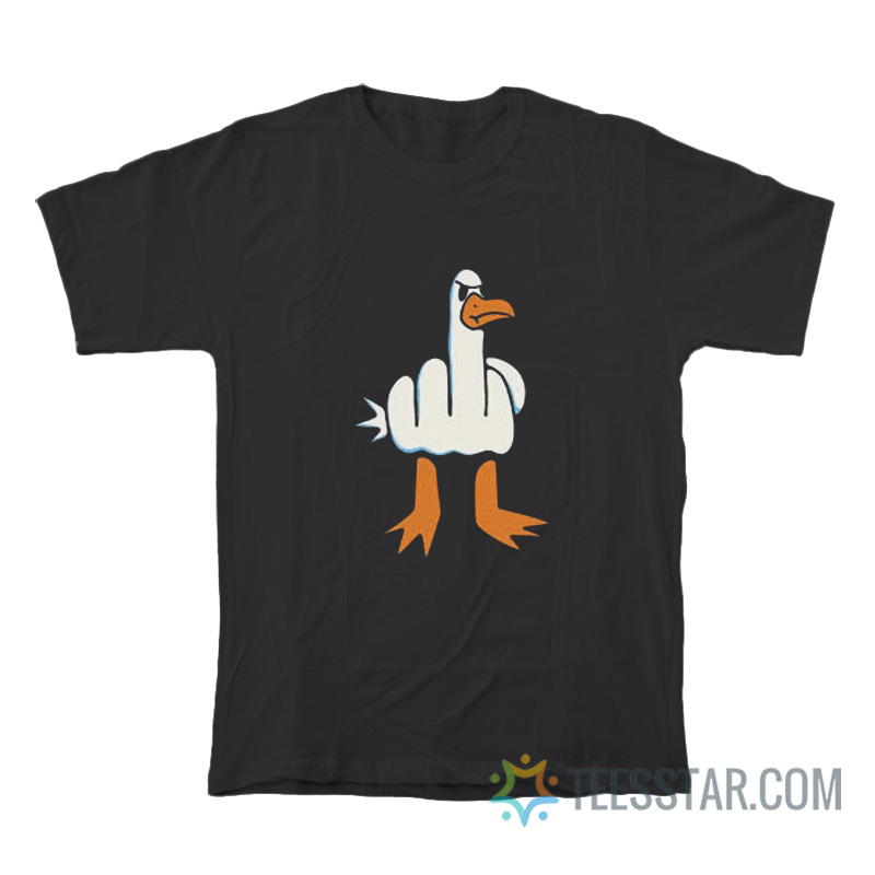 Rude Seagull Middle Finger Meme T-Shirt