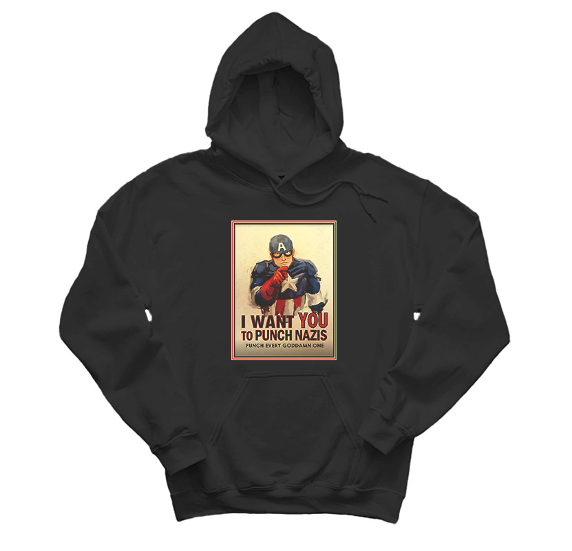 Captain America I Want You To Punch Nazis Hoodie
