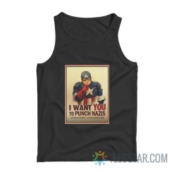 Captain America I Want You To Punch Nazis Tank Top